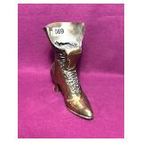STUNNING BRASS LADIES LACE UP BOOT VASE