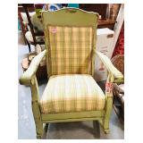 ANTIQUE PAINTED ROCKING CHAIR WITH CUSTOM FABRIC