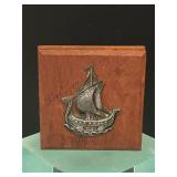 NORWEGIAN PEWTER VIKING SHIP HANDMADE MATCH BOX