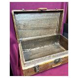 ANTIQUE WOVEN RATTAN & BAMBOO PIECE OF LUGGAGE