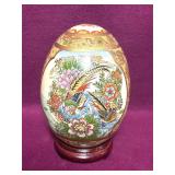 VINTAGE SATSUMA ORNATE EGG ON STAND