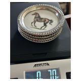 SET OF 4 STERLING SILVER COASTERS-HAND COLORED