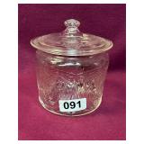 VINTAGE GLASS BISCUIT JAR WITH LID