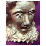 ANTIQUE HEAVY STATUE OF LADYS HEAD - SHOWS WEAR