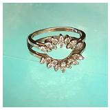 14K  GOLD DIAMOND RING JACKET 3.7 gram total