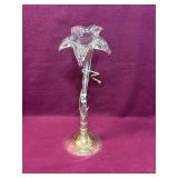 VINTAGE ONEIDA AMARYLLISS GLASS VASE, PLATED STAND