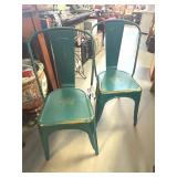 PAIR OF COMMERICAL GRADE METAL CHAIRS - TEAL