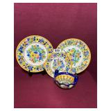 SET OF 3 HANDMADE EUROPEAN PLATES F3761