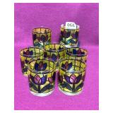 SET OF 7 MCM STAINED GLASS LOOK GLASSES