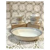 LENOX "CHARLESTON" CREAM & SUGAR, VEG BOWL