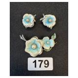 VINTGE SIGNED CORO BLUE & OPALESCENT ENAMEL