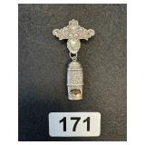 AMAZING ANTIQUE BROOCH WHISTLE - RARE -12 GRAMS