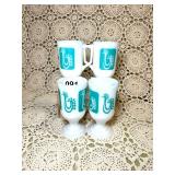 4 VINTAGE FEDERAL MILK GLASS PEDESTAL MUG, DANISH
