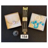 COSTUME JEWELRY LOT - WATCH, 2 SETS, BROOCH