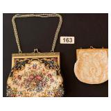 VINTAGE TAPESTERY EVENING BAG & IVORY MICRO BEADED