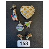 FUNKY BROOCH, CRYSTAL PENDENT, MISC JEWELRY