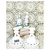 VINTAGE PAIR WHITE MILK GLAS CANDLE HOLDER, ETC