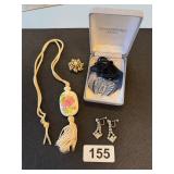 WATERFORD CRYSTAL NECKLACE, RHINESTONES, ETC