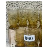 13 VINTAGE AMBER JUICE GLASSES