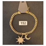 NEW GOLD TONE DAZZLING SUN & MOON BRACELET