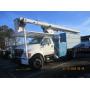 2002 FORD F-750 FORESTRY BUCKET TRUCK WITH CHIPPER BED - HAS HYDRAULIC LEAKS