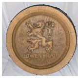 Vintage Lï¿½wenbrï¿½u Beer Plastic Barrel Keg Bar Sign