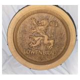 Vintage Lï¿½wenbrï¿½u Beer Plastic Barrel Keg Bar Sign