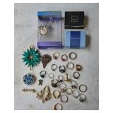 2A4 Asst Costume Rings-Brooches-Pierced Earrings