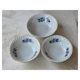 1A5 Set of 3 Unmarked Blue Flower Bowls