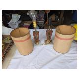 E Pair MCM Wood/Metal Table Lamps