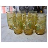 4A3  MCM Anchor Hocking Hildi Amber Glass Daisy