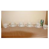 BR2 Fire King Bonnie Blue 4 Saucers-5 Tea Cups