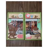 BR2 Pair 15 1/2' x 9 1/4' Chalkware/Plaster Plaque