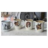 4A3 4 Vintage Dog Themed Coffee Mugs