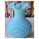 TBL 7' Flower Vase Blue Satin by Fenton