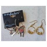 2A2 TWO Pair of Cat Pierced Earrings