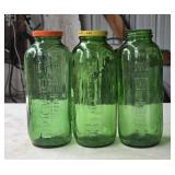 5A3 Lot 3 MCM Anchor Hocking Green Glass Water Jui