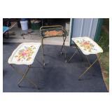 A 3 Vintage Tin TV Trays 1 Top is Rough