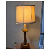 LR MCM 28'T Wood & Brass Lamp w/Shade NO SHIPPING