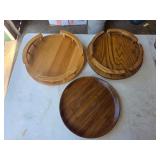 4A3 2-14 3/4' Wood Lazy Susans/12 3/4' Wood Tray