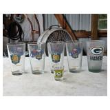 F Miller Lite Packers Pint Glasses & Super Bowl