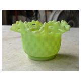 TBL Fenton Lime Sherbet Satin Glass Open Edged Bow