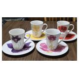 DRH 4 Lilian Vernon Floral Cups 4 1/2' -Saucers 8'