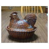 DRH 5 1/4' Ceramic Rooster on a Nest