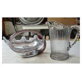 Q Vintage 8' Clear Pitcher/9' Glass Swan Bowl