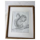 K Pencil Squirrel Drawing by Willie Harris 1992