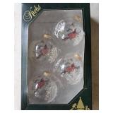 L Krebs Set/4 Glass Ornament w/Reverse Painted Car