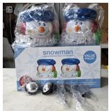 Q Small Snowman Head Solar Lawn Ornaments NEW