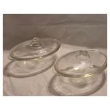 HKD2 2-1QT Oval Glas-bake Casserole Dishes w/Lids