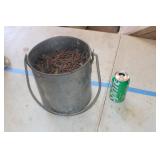 L Cool Galvanized Bucket of Nails NO SHIPPING